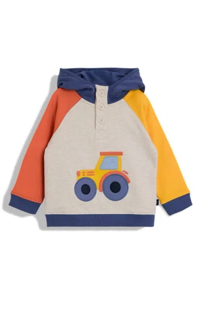 Jojo Maman Bébé Jojo Maman Bebe Kids' Tractor Appliqué Colorblock Cotton Hoodie & Joggers Set In Multi