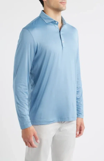 Johnnie-o Swing Long Sleeve Performance Polo In Blue