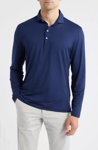 Johnnie-o Swing Long Sleeve Performance Polo In Blue