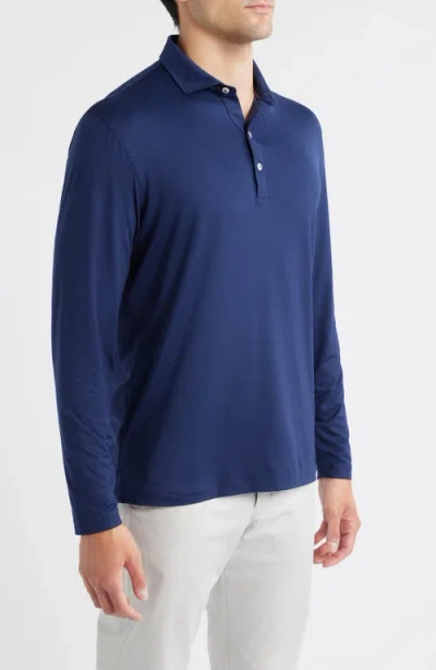 Johnnie-o Swing Long Sleeve Performance Polo In Blue