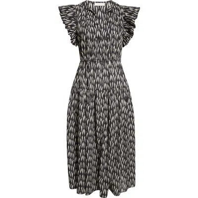 Ulla Johnson Kairi Flutter Sleeve Midi Dress In Gray