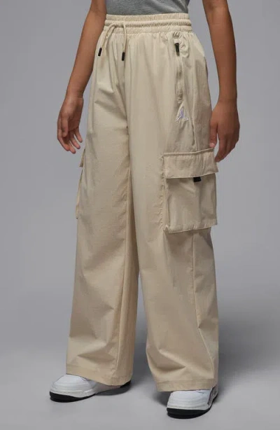 Jordan Kids' Wide Leg Drawstring Cargo Pants In Neutral
