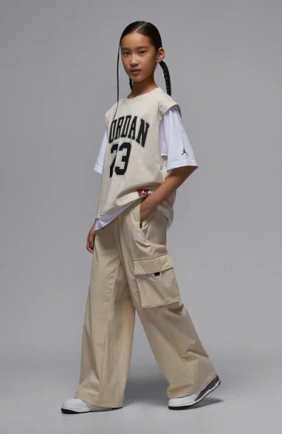 Jordan Kids' Wide Leg Drawstring Cargo Pants In Neutral