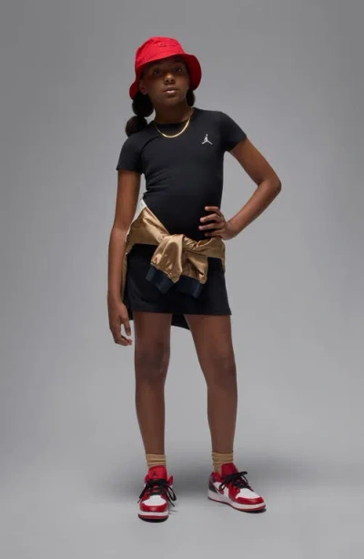 Jordan Kids' Stretch Cotton Blend T-shirt Dress In Black