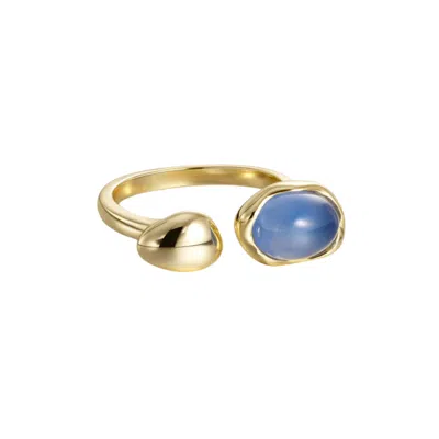Vanimy Women's Gold Seren Droplet Gemstone Open Ring In Gold