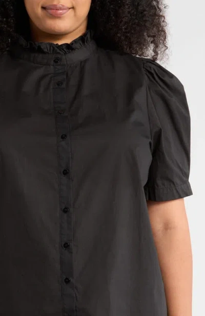 Sugarlips Finley Ruffle Puff Sleeve Shirt In Black