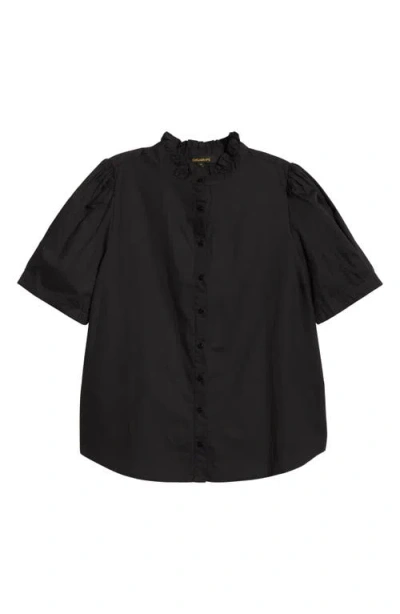 Sugarlips Finley Ruffle Puff Sleeve Shirt In Black
