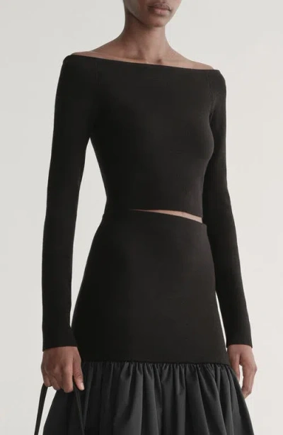 A.l.c . Jo Fitted Off The Shoulder Crop Sweater In Black