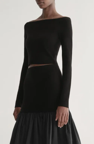 A.l.c . Jo Fitted Off The Shoulder Crop Sweater In Black