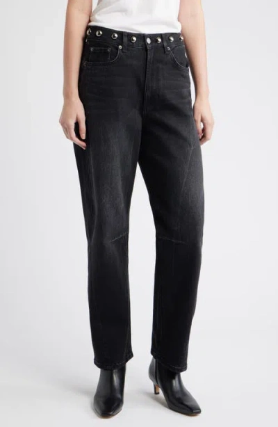 Rails Samo Stud Detail High Waist Jeans In Black