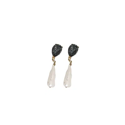 Iskra Women's Black / Gold River Pearl Earrings - Black Patina Gold In Multi