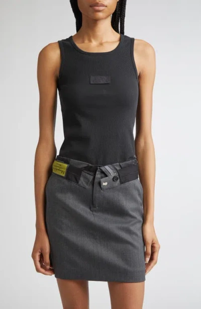 Mm6 Maison Margiela Numeric Logo Patch Stretch Cotton Tank In Blue