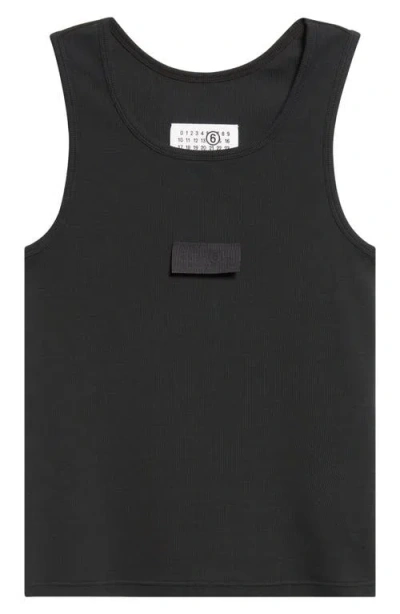Mm6 Maison Margiela Numeric Logo Patch Stretch Cotton Tank In Blue