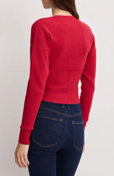 Good American Zip Front Bustier Sweater In Red