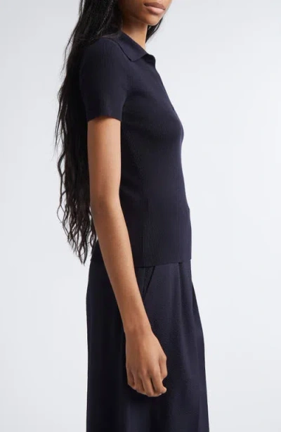 Max Mara Albero Dark Blue Virgin Wool Polo Shirt In Black