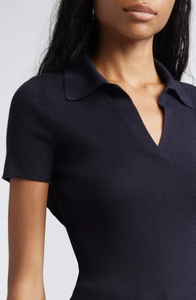 Max Mara Albero Dark Blue Virgin Wool Polo Shirt In Black
