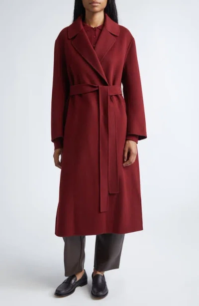 Max Mara Luna Virgin Wool Wrap Coat In Burgundy