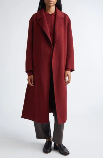 Max Mara Luna Virgin Wool Wrap Coat In Burgundy