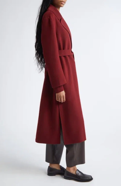Max Mara Luna Virgin Wool Wrap Coat In Burgundy