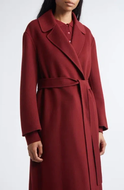 Max Mara Luna Virgin Wool Wrap Coat In Burgundy