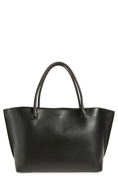 Lie Studio Lié Studio The Eva Croc Embossed Leather Weekend Tote In Black