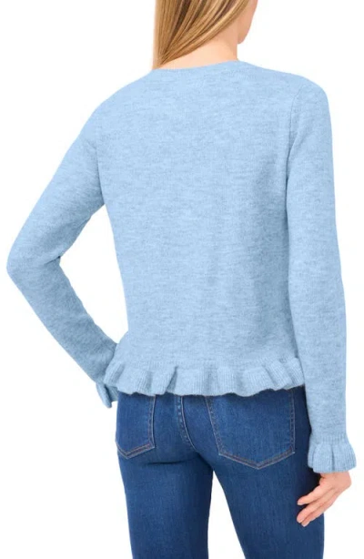 Cece Ruffle Trim Cardigan In Blue