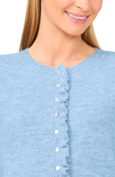 Cece Ruffle Trim Cardigan In Blue