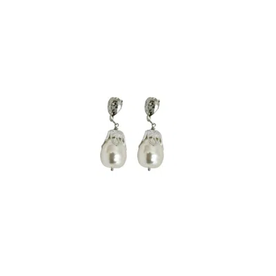 Iskra Women's Silver / White Gothic Grande Pearl Earrings In Multi
