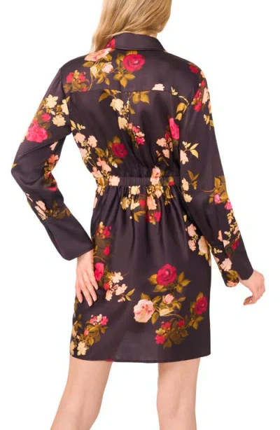 Ted Baker Laurel Floral Long Sleeve Shirtdress In Black