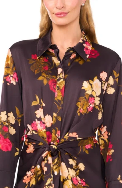 Ted Baker Laurel Floral Long Sleeve Shirtdress In Black