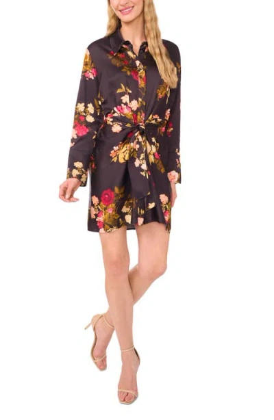 Ted Baker Laurel Floral Long Sleeve Shirtdress In Black