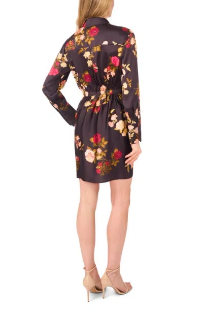 Ted Baker Laurel Floral Long Sleeve Shirtdress In Black