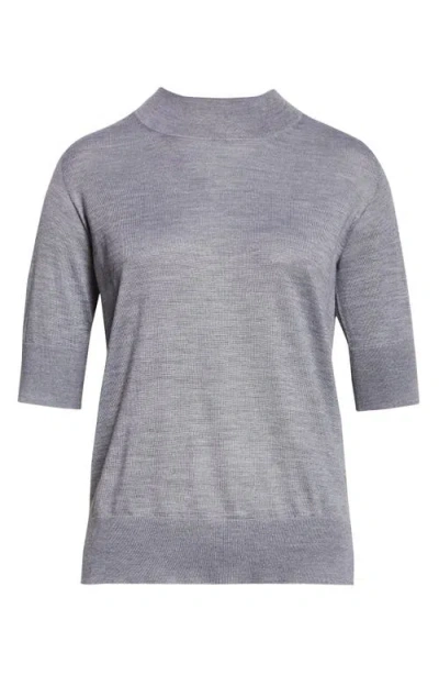 Jil Sander Seamless Short Sleeve Cashmere, Wool & Silk Sweater In Gray