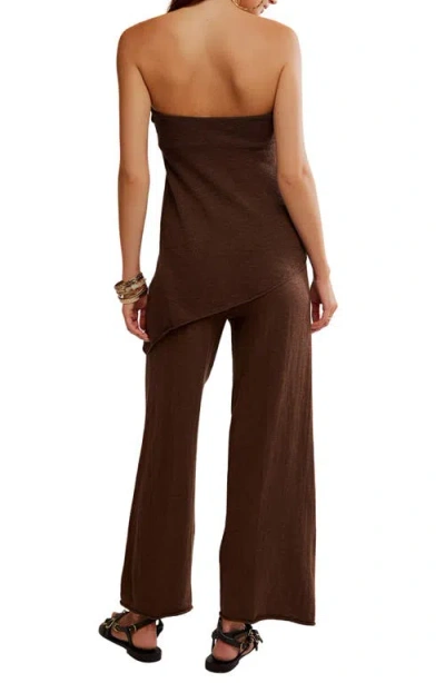 Free People Krista Tube Top & Crop Wide Leg Pants Set In Brown