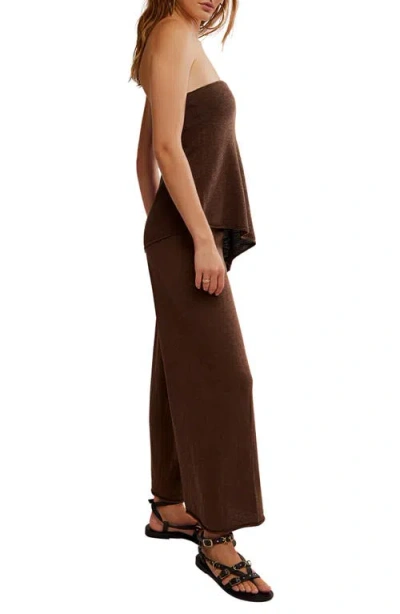 Free People Krista Tube Top & Crop Wide Leg Pants Set In Brown
