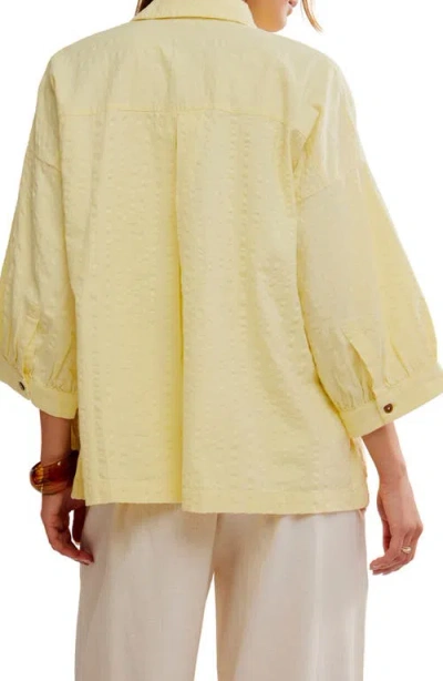Free People Just Like Me Relaxed Fit Cotton Seersucker Button-up Shirt In Yellow