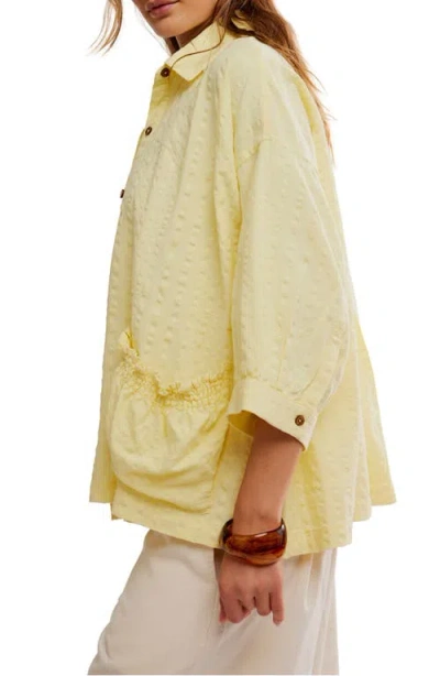 Free People Just Like Me Relaxed Fit Cotton Seersucker Button-up Shirt In Yellow