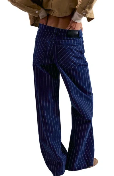 Free People Nia Stripe Boyfriend Jeans In Blue