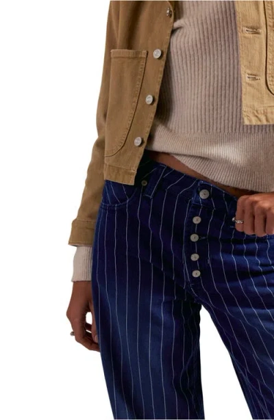Free People Nia Stripe Boyfriend Jeans In Blue