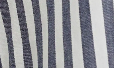 Free People Bailey Stripe Ruffle Hem Cotton Button-up Shirt In Blue