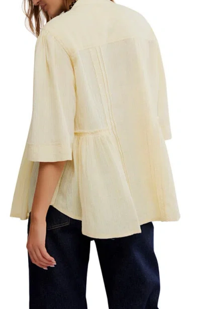 Free People Willow Pintuck Cotton Button-up Shirt In Neutral