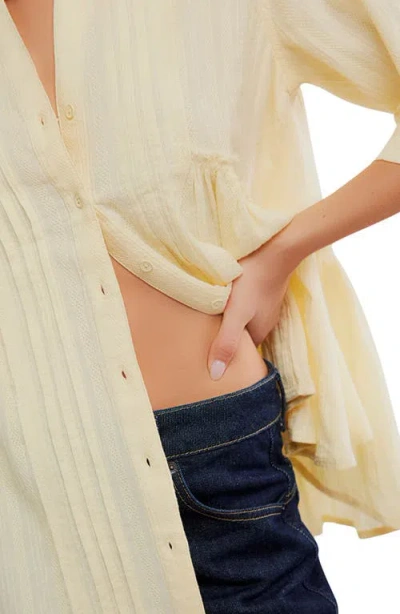 Free People Willow Pintuck Cotton Button-up Shirt In Neutral