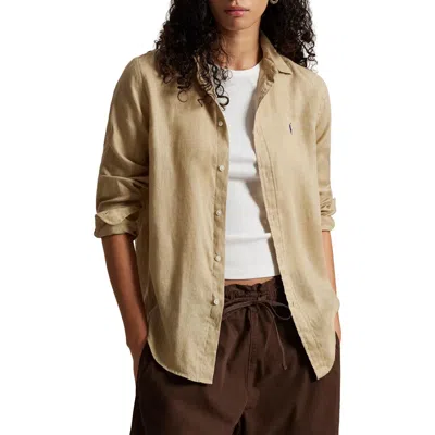 Polo Ralph Lauren Classic Fit Linen Button-up Shirt In Neutral