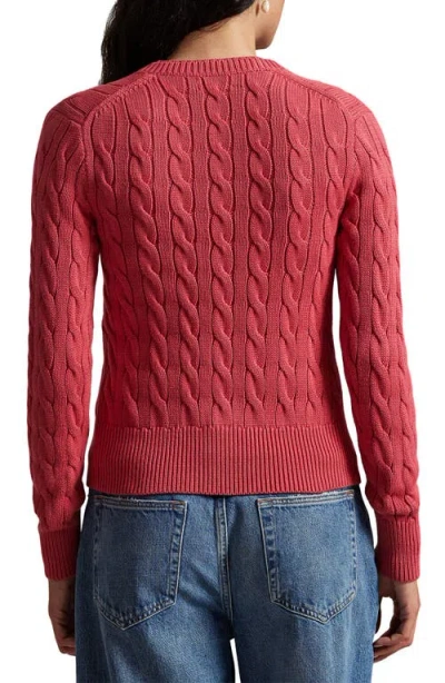 Polo Ralph Lauren Cable-knit Cotton Crewneck Cardigan In Red