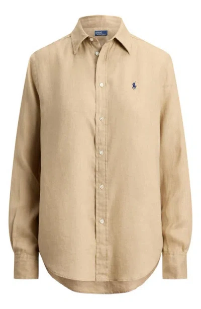 Polo Ralph Lauren Classic Fit Linen Button-up Shirt In Neutral