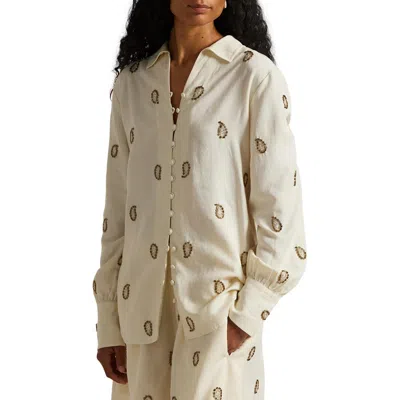 Polo Ralph Lauren Beaded Woven Shirt In Neutral