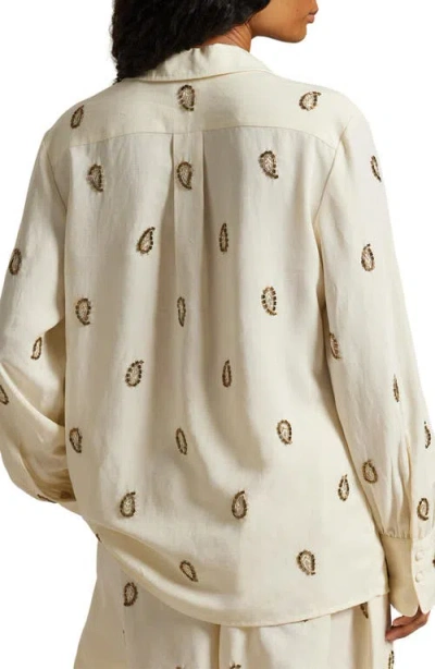 Polo Ralph Lauren Beaded Woven Shirt In Neutral