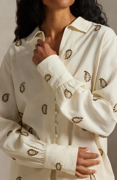 Polo Ralph Lauren Beaded Woven Shirt In Neutral