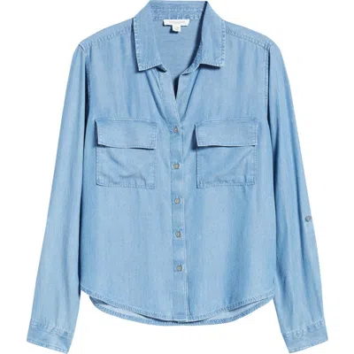 Beachlunchlounge Fiorella Long Sleeve Button-up Shirt In Blue