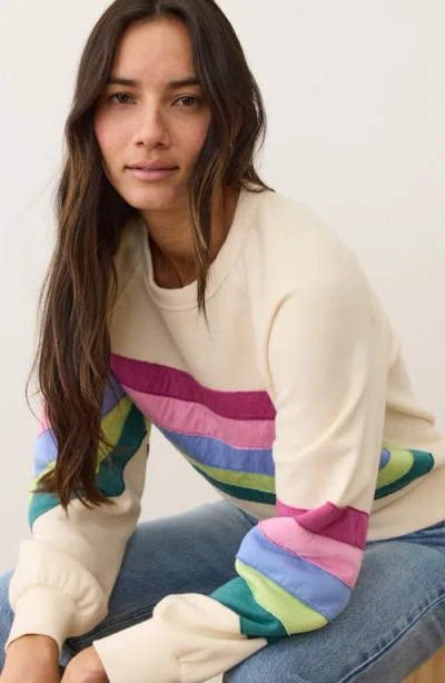 Marine Layer Stripe Appliqué Cloud 9 Fleece Sweatshirt In Blue